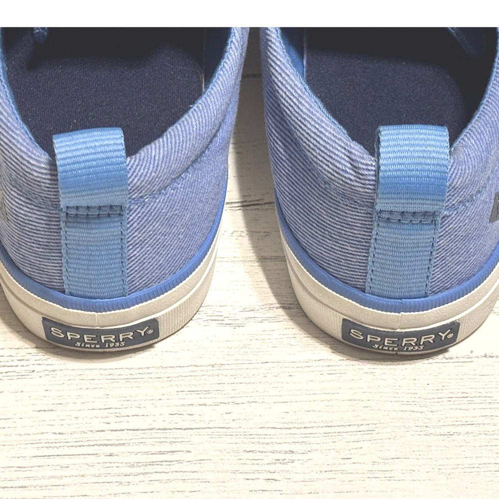 Sperry Crest Vibe Womens Blue Chambray Linen Sneakers STS84913 Size 8.5 - Picture 5 of 9